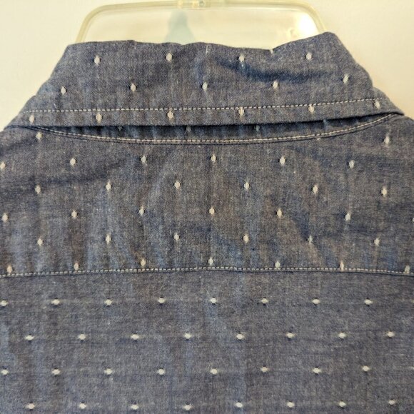 J. Crew Shirt Men's Size XL Blue White Button-up Slim Fit Long Sleeve Dotted - Picture 7 of 13